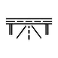 Highway road and bridge icon, black line art on white background design. vector