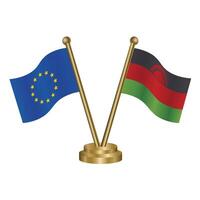 European Union and Malawi table flags. vector