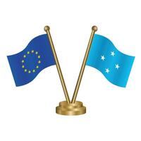 European Union and Micronesia table flags. vector