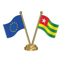 European Union and Togo table flags. vector