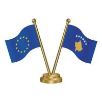 European Union and Kosovo table flags. vector
