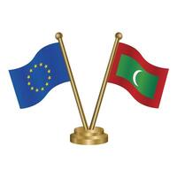 European Union and Maldives table flags. vector