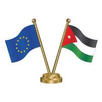 European Union and Jordan table flags. vector