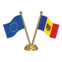 European Union and Moldova table flags. vector