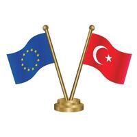 European Union and Turkey table flags. vector
