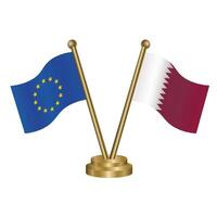 European Union and Qatar table flags. vector