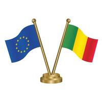 European Union and Mali table flags. vector