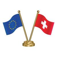 European Union and Switzerland table flags. vector