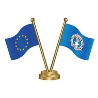 European Union and Northern Marianas table flags. vector