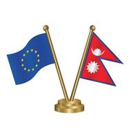European Union and Nepal table flags. vector