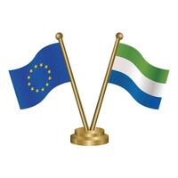 European Union and Sierra Leone table flags. vector