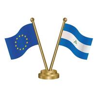 European Union and Nicaragua table flags. vector
