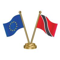 European Union and Trinidad and Tobago table flags. vector