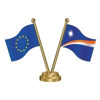 European Union and Marshall Islands table flags. vector