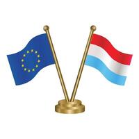 European Union and Luxembourg table flags. vector