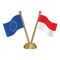 European Union and Monaco table flags. vector
