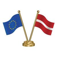 European Union and Latvia table flags. vector