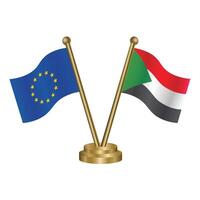 European Union and Sudan table flags. vector