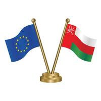 European Union and Oman table flags. vector
