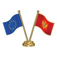 European Union and Montenegro table flags. vector