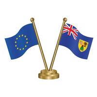 European Union and Turk and Caicos table flags. vector