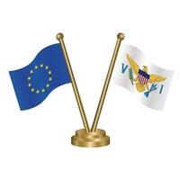 European Union and Us Virgin Islands table flags. vector