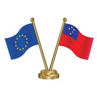 European Union and Western Samoa table flags. vector