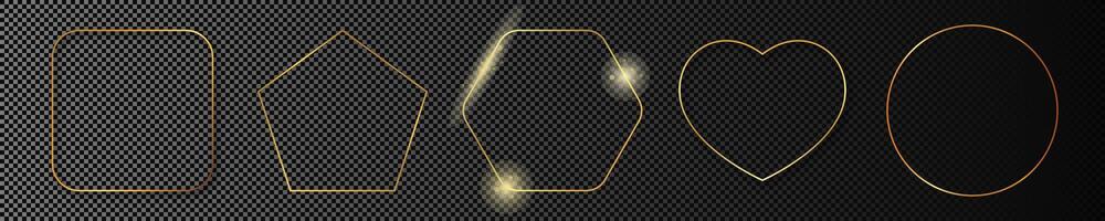 Gold glowing different geometric shape frame vector