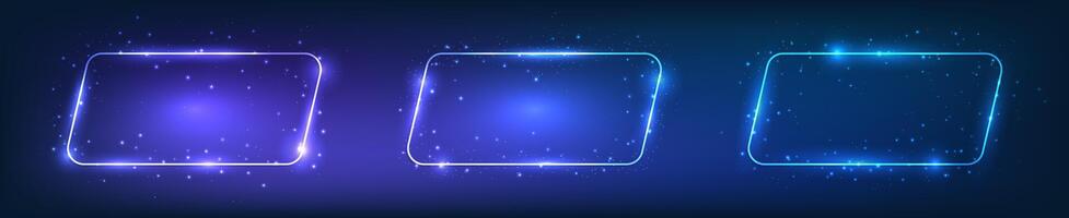 Set of neon frames with shining effects vector