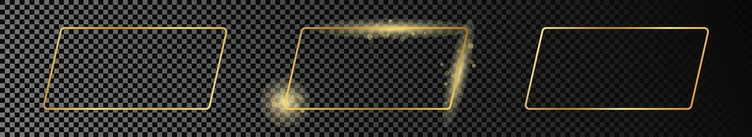 Gold glowing rounded rectangular shape frame vector