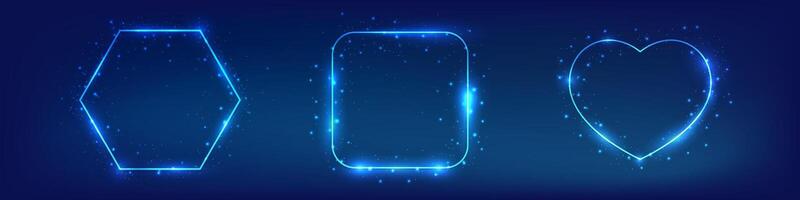 Set of neon frames with shining effects vector