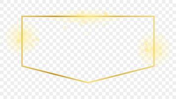 Gold glowing frame isolated on background. Shiny frame with glowing effects. illustration. vector