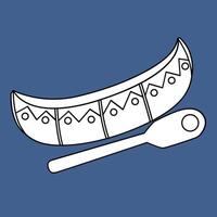 Classic Native American Indians Boat Cartoon Digital Stamp Outline vector