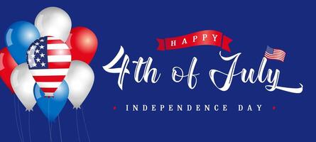 4th of July postcard design. Web banner. Horizontal design vector