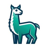 A digital illustration of a llama with a gradient of green and blue. vector