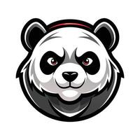 This is a cartoon illustration of a panda bear wearing a red bandana. The panda is looking directly at the viewer with a confident expression. vector