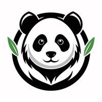 A simple illustration of a black and white panda bear head with two bamboo shoots on either side, set against a white background. vector