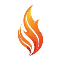 A simple, modern illustration of a stylized flame in orange and yellow hues, isolated against a white background. vector