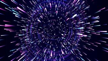 Hyperjump to another galaxy. neon glowing rays in motion. Bright lines of light video