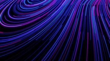 Abstract colorful background with light stripes, bright neon rays and glowing curved lines, glowing trails. High speed lines. 3d animation video