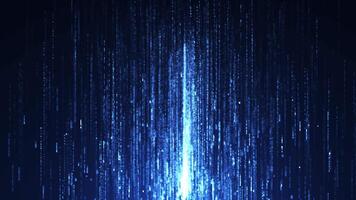 Abstract digital background with glowing neon particles of light and dust flying upward. movement of a stream of glowing bright lines of particles. Seamless loop abstract background video
