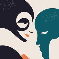 a South Asian man with a beard and a South Asian woman with a bindi, gazing into each others eyes background vector