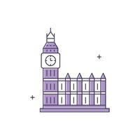 Big Ben, London Landmark, Clock Tower, British Monument, Westminster Clock, Historic Landmark Illustration Icon Design vector