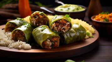 Arem-Arem Sambal Tempe, is rice cake filled with spicy tempe. Neural network photo