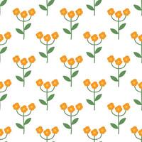 Seamless pattern with orange flowers. Spring and summer floral background. Design for wallpaper, wrapping paper, background, fabric. flat illustration. vector