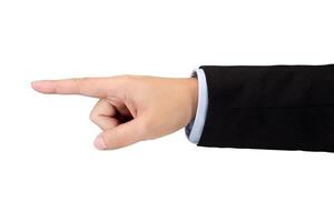 Businessman Pointing to the left side isolated on white with clipping path photo