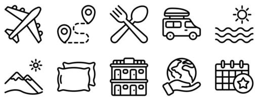 Traveling Icon Set Line Style Collection for Wanderlust Adventures vector