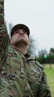 General Checks The Physical Test Of The Military Cadet With Pull-ups video