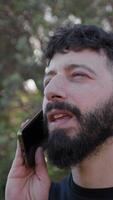 Man Makes A Call On The Phone Outside In The Countryside video