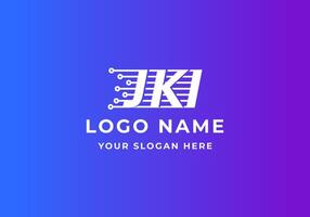 logo J K I technology and network. Logo tech, network, futuristic. Editable file vector
